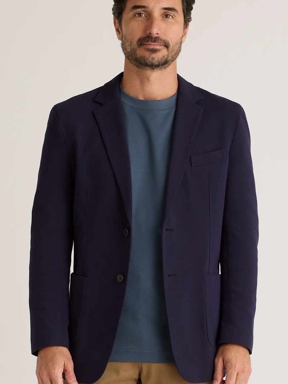 Quince Cotton Pique Knit Blazer Navy Size Small Mens Organic Cotton New